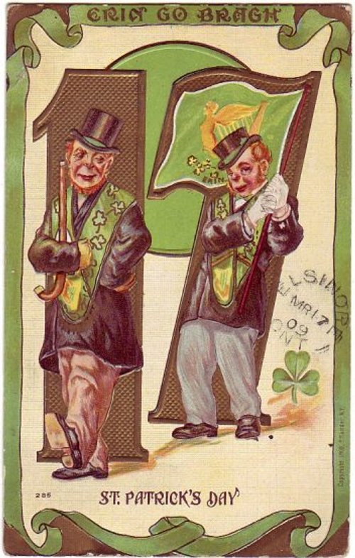 Vintage St. Patrick's Day Greeting Card with Irish Leprechauns