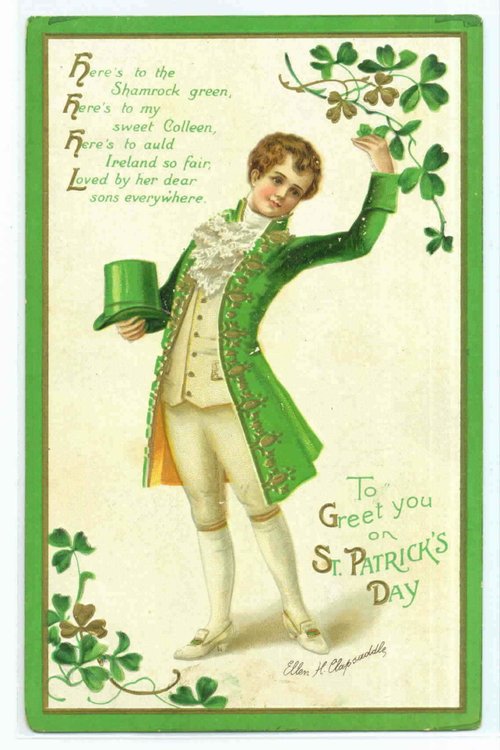Vintage St. Patrick's Day Greeting Card - Edwardian Leprechaun Boy