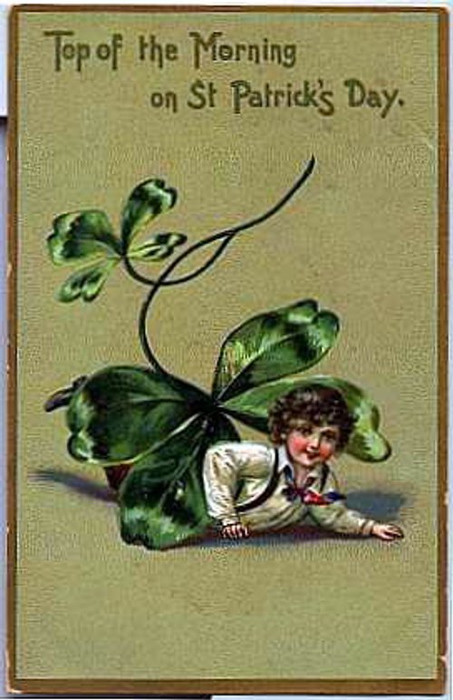 Vintage St. Patrick's Day Greeting Card with Child and Shamrock