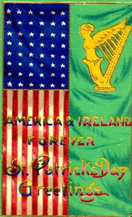 Vintage St. Patrick's Day Greeting Card American Irish Flag