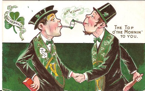 Vintage St. Patrick's Day Greeting Card with Irish Gentlemen