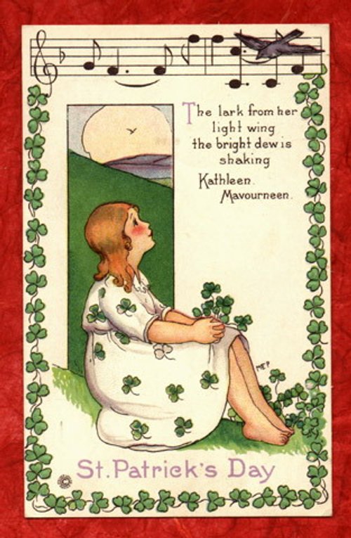 Vintage St. Patrick's Day Greeting Card with Musical Score