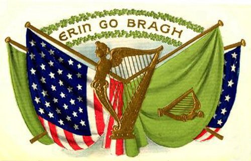 Vintage Irish American Greeting Card Erin Go Bragh Patriotic