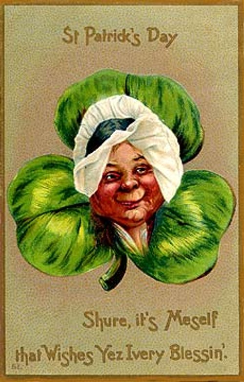 Vintage St. Patrick's Day Greeting Card with Anthropomorphic Shamrock