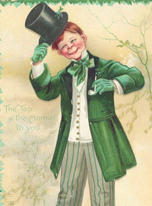 Vintage St. Patrick's Day Irish Boy Greeting Card - Early 1900s