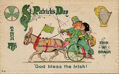 Vintage St. Patrick's Day Greeting Card - Irish Leprechaun Cart