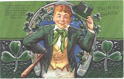 Vintage St. Patrick's Day Greeting Card with Leprechaun Boy