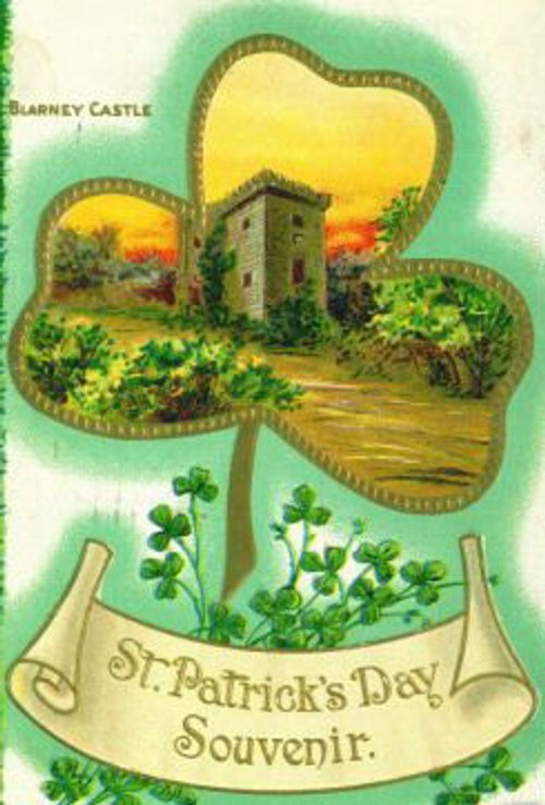 Vintage St. Patrick's Day Souvenir Card with Blarney Castle