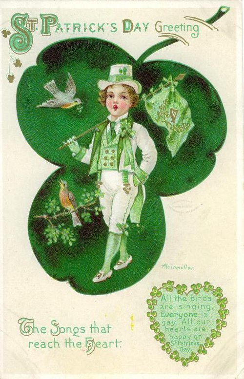 Vintage St. Patrick's Day Greeting Card with Leprechaun Boy