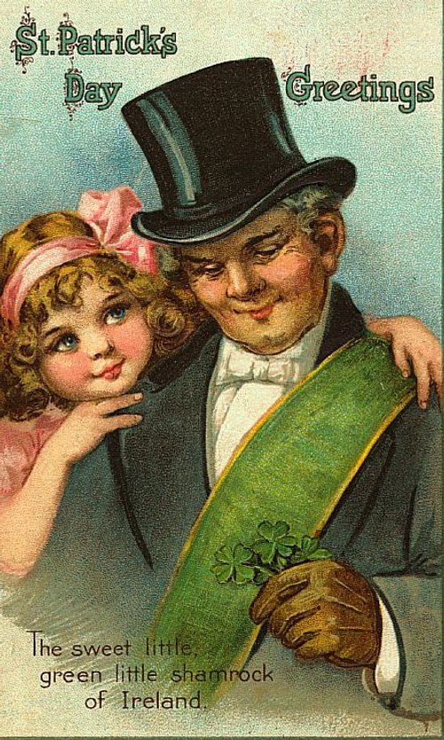 Vintage St. Patrick's Day Greeting Card with Leprechaun & Child