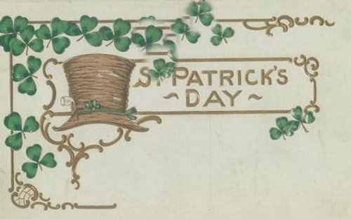 Vintage St. Patrick's Day Greeting Card with Shamrocks & Top Hat