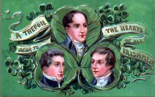 Victorian St. Patrick's Day Greeting Card Three Gentlemen Shamrock