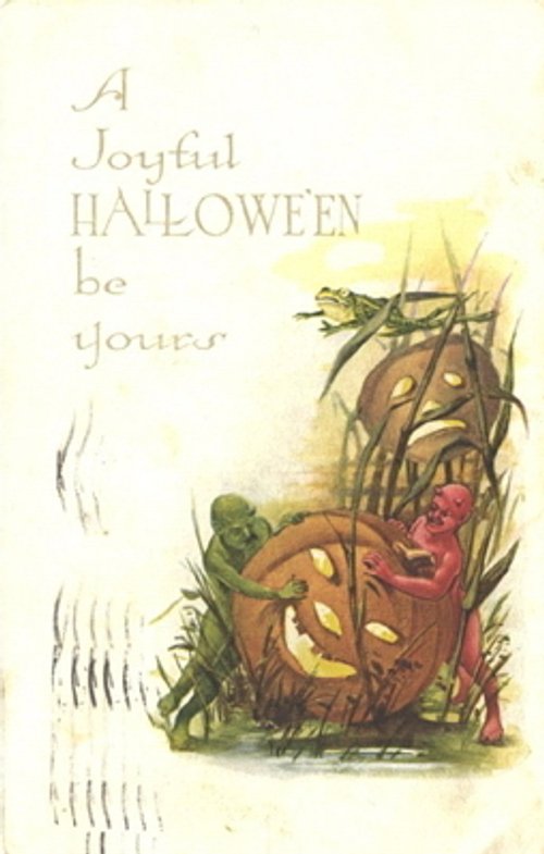 Vintage Halloween Greeting Card Jack O'Lantern Pumpkin 1900s