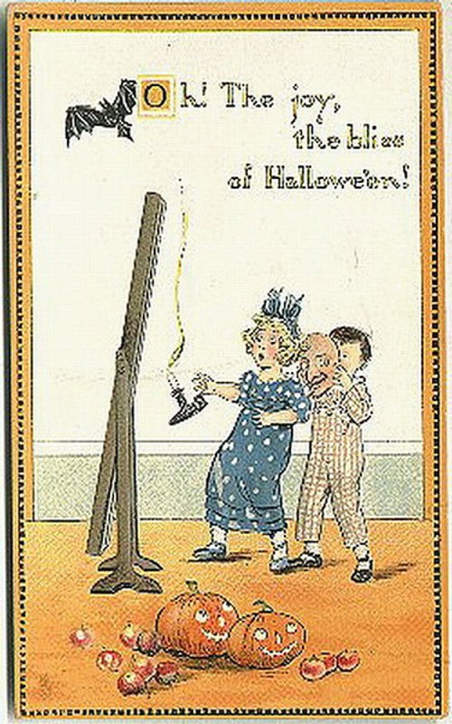 Vintage Halloween Greeting Card Children Frightened 1900s