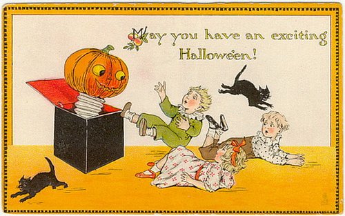 Vintage Halloween Greeting Card Jack-o-Lantern Children