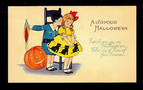 Vintage Halloween Greeting Card Children Costume Jack-o-Lantern
