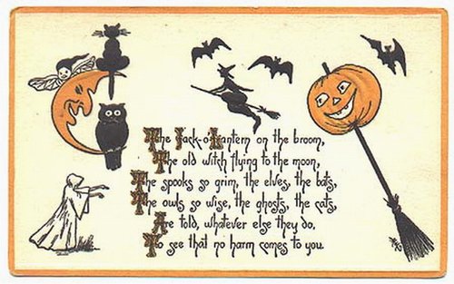 Vintage Halloween Greeting Card Early 1900s Witch Pumpkin