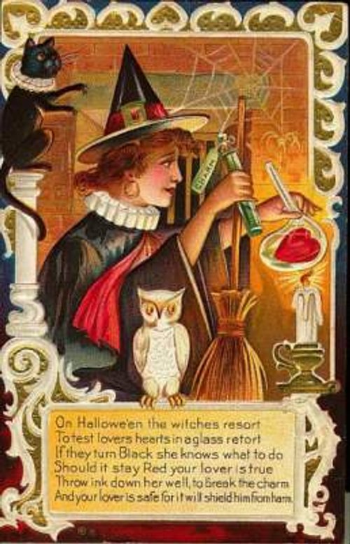 Vintage Halloween Witch Greeting Card | Victorian Era