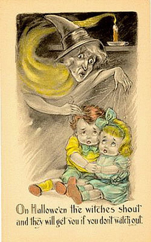Vintage Halloween Witch Greeting Card, Early 1900s