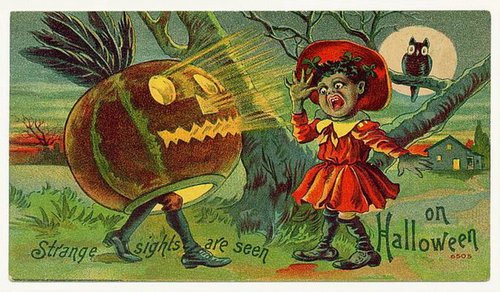 Vintage Halloween Greeting Card with Child and Jack-o'-Lantern