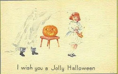 Vintage Halloween Greeting Card with Jack-o'-Lantern, 1920s-1930s