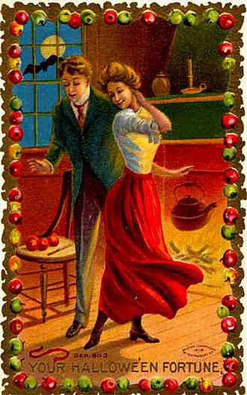 Victorian Halloween Fortune Telling Greeting Card with Ornate Border