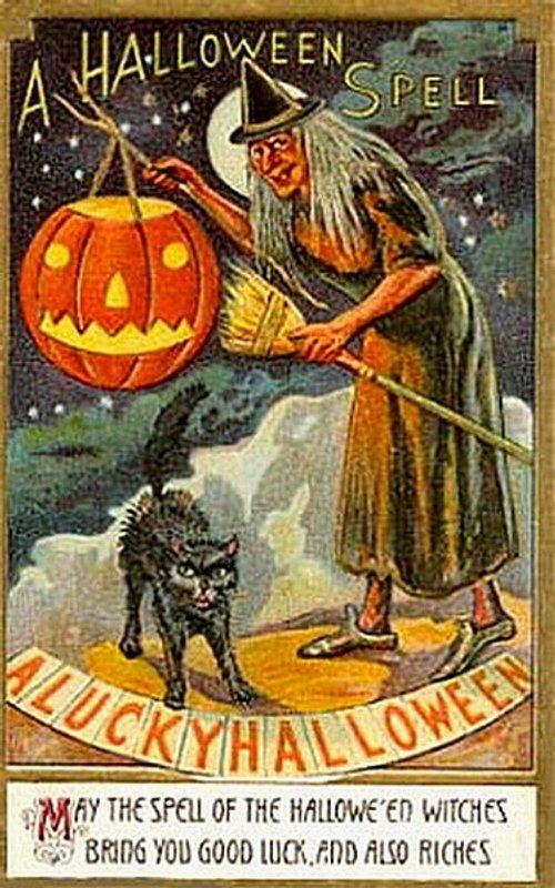 Vintage Halloween Spell Witch Greeting Card - Lucky Halloween