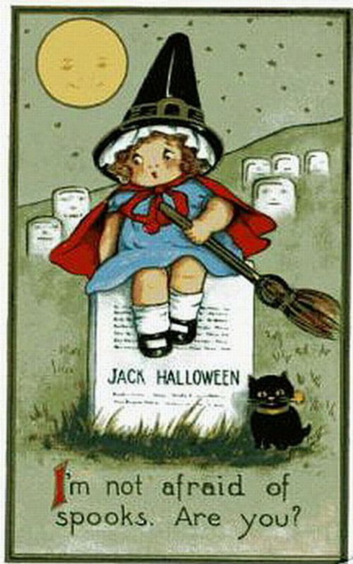Vintage Jack Halloween Greeting Card, Early 1900s Witch Child