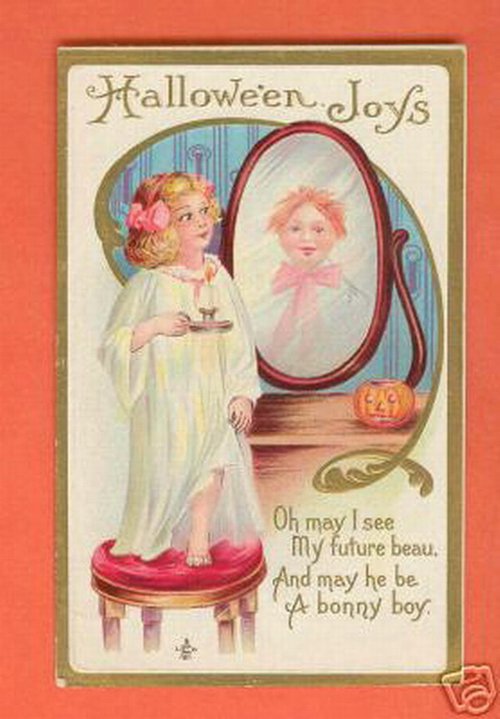 Victorian Halloween Joys Magic Mirror Fortune Telling Card