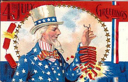 Vintage Uncle Sam Fourth of July Greeting Card, Early 1900s