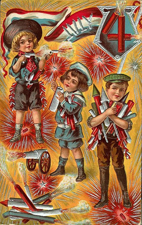 Vintage Fourth of July Greeting Card with Patriotic Children