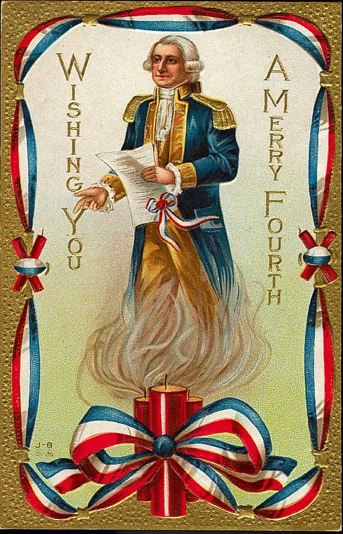 Vintage Fourth of July Greeting Card with Patriotic Founding Father