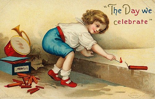 Victorian Cherub Celebration Greeting Card | Vintage Chromolithograph